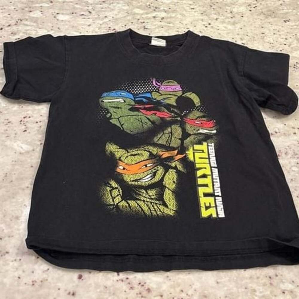 Vintage Teenage Mutant Ninja Turtles Black Graphic T-Shirt Little boys M